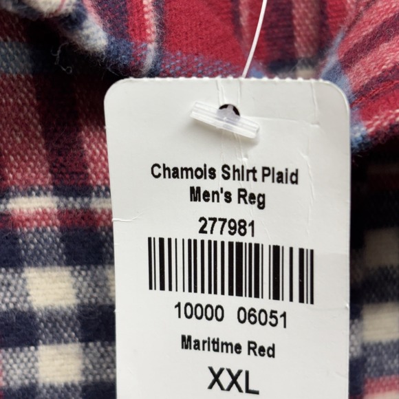 L.L.Bean Men's Maritime Red Chamois Plaid Flannel Shirt XXL Traditional Fit NWT - Picture 3 of 13